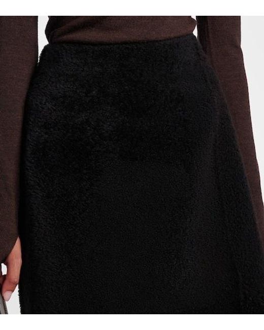 Yves Salomon Black Shearling Maxi Skirt