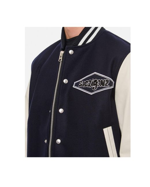 Sacai Blue Gonz-Appliqué Bomber Jacket for men