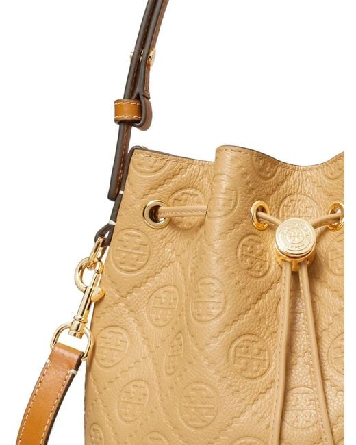 Tory Burch Natural T Monogram Bucket Bag