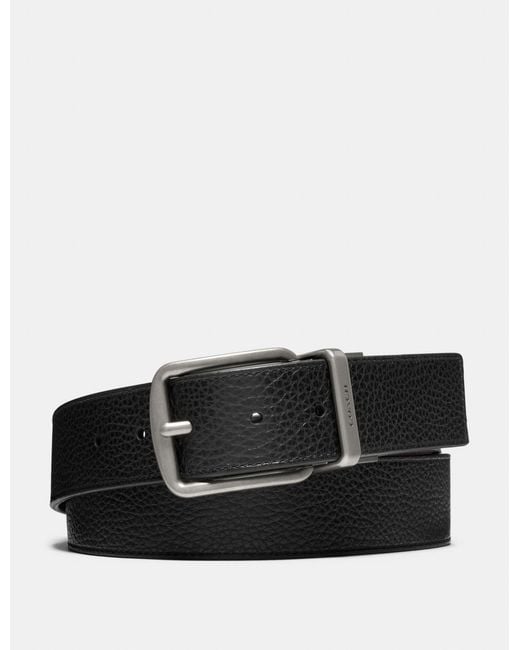 COACH Black Stylish Leather Pin-Buckle Belt for men