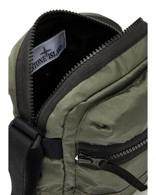 Stone Island Green Logo-Appliquéd Nylon Pouch Bag for men