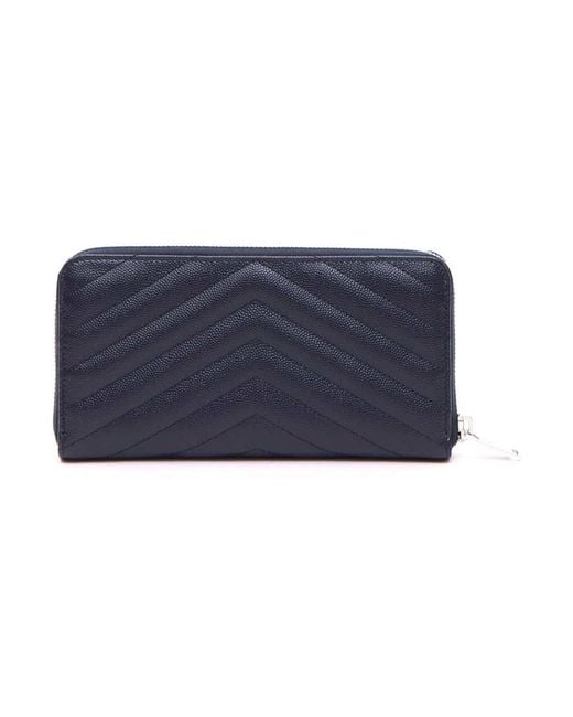 Saint Laurent Blue Zipper Wallet