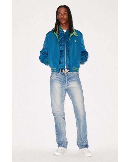 KENZO Blue Pixel Logo Zipped Jacket for men