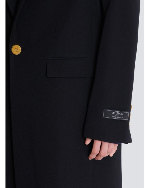 Balmain Black Long Coat for men