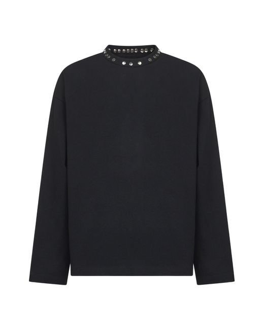 Jil Sander Black Studs Embellished Long Sleeved T-Shirt for men
