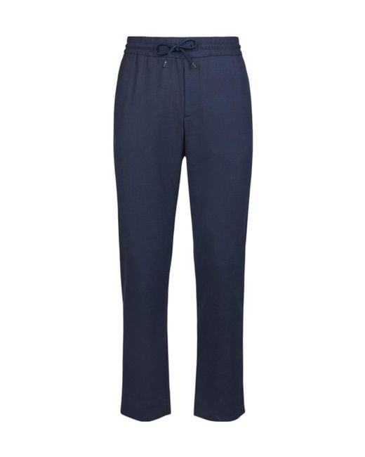 Sease Blue Drawstring Wool Pants for men