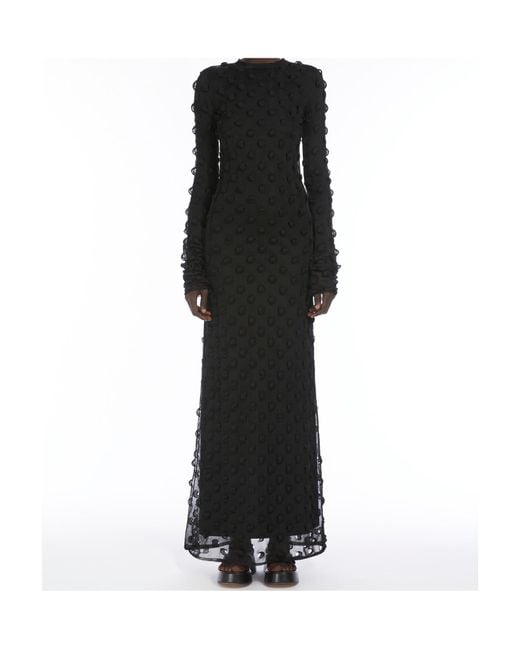 Sportmax Black Afelio1234 All-Over Embellished Crewneck Dress