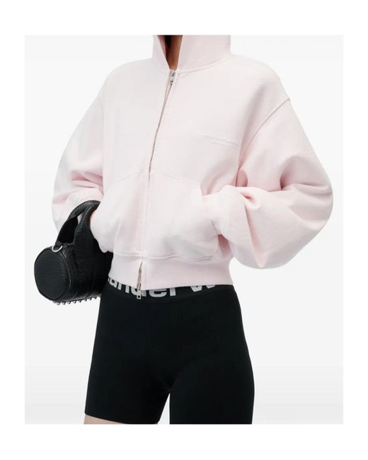 Alexander Wang Pink Zip-Up Hoodie W/ Logo Print