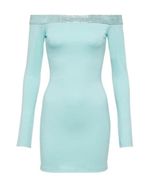 David Koma Blue Crystal-Embellished Minidress