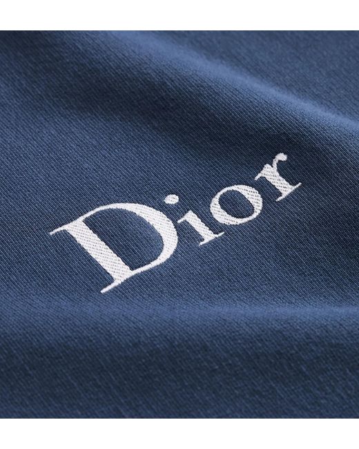 Dior Blue Homme Logo Embroidered Hoodie for men