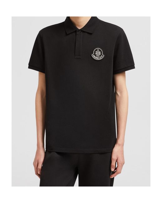 Moncler Black Year Of The Snake Patch Cotton Piquet Polo Shirt for men