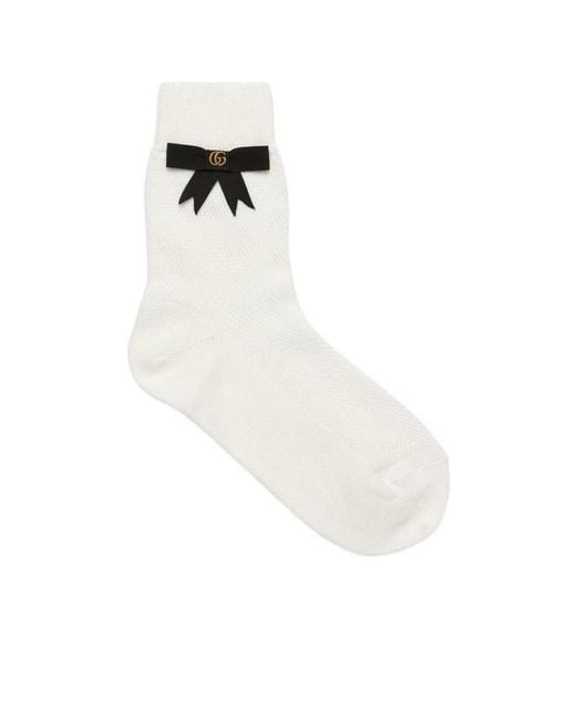 Gucci White Double G Bow Socks