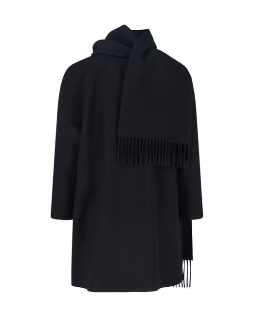 Balenciaga Black Scarf Detailed Coat