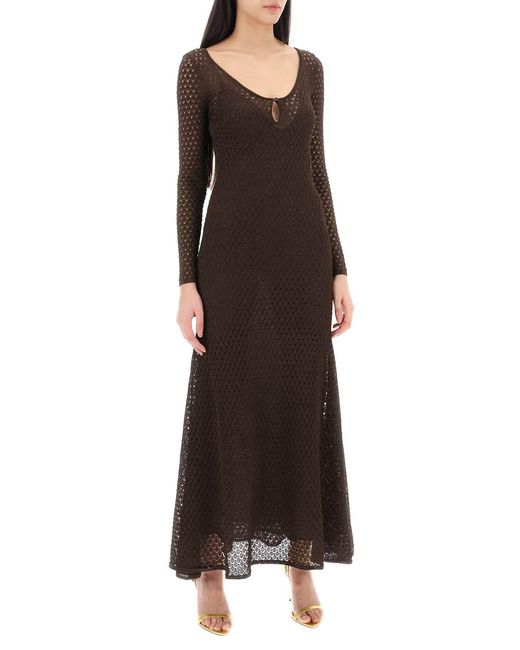 Tom Ford Brown Crochet Knit Maxi Dress