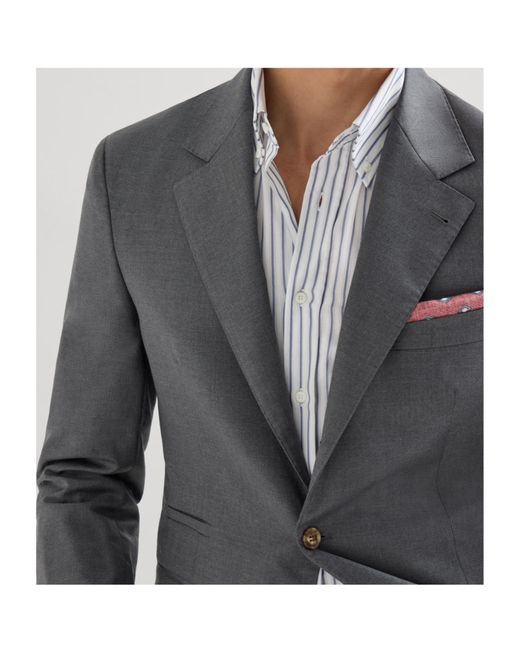 Brunello Cucinelli Blue Super 150S Virgin-Wool Four Season Batavia Twill Blazer for men