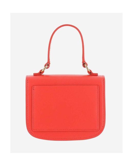 Jil Sander Red Logo Print Top Handle Shoulder Bag