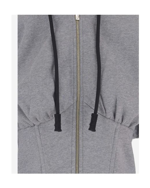 Just Cavalli Gray Corset-Style Drawstring Hoodie