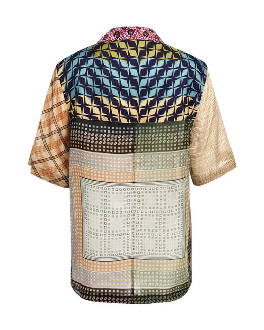 MARINE SERRE Multicolor Patchwork Scarf Printed Bowling Shirt for men