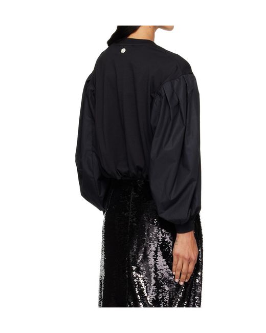 Simone Rocha Black Puff Sleeve Balloon Long-Sleeved T-Shirt