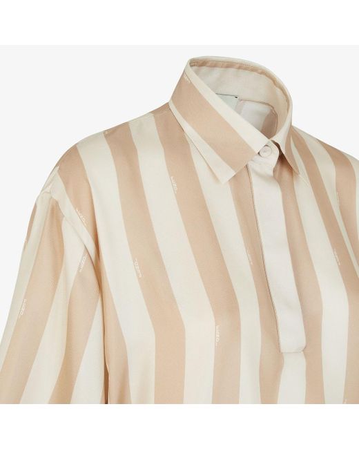 Fendi Natural Striped Drawstring Hem Cropped Shirt
