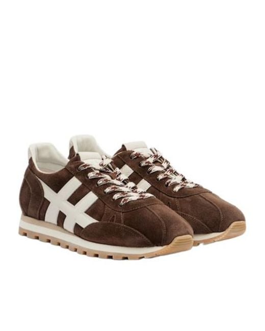 Hogan Brown Solid Color Suede Sneakers