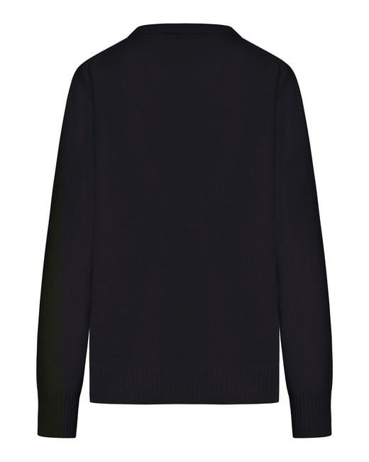 Ganni Black Wool Sweater With Graphics