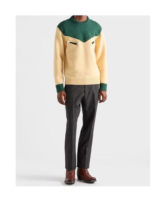 Prada Green Oversized Shetland Wool Sweater for men
