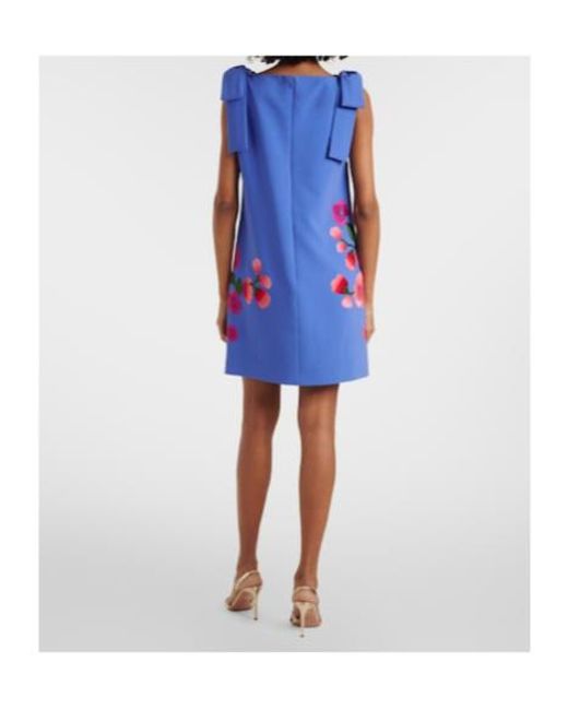Carolina Herrera Blue Floral Embroidered Crepe Minidress