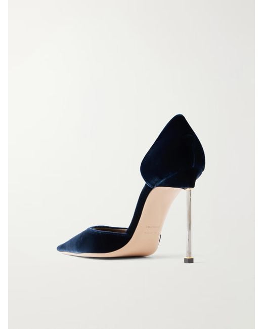 Tom Ford Blue Solid Velvet Pumps