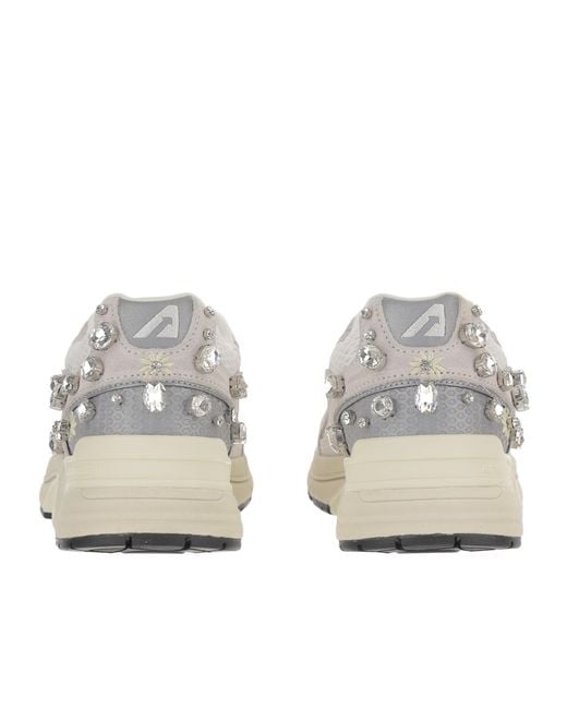 Autry White Hyperway Embellished Lace-Up Sneakers