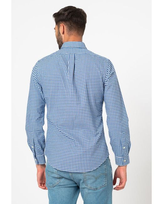 Polo Ralph Lauren Blue Pony Embroidered Checked Shirt for men