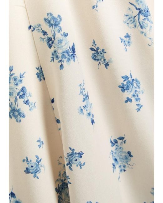 Reformation White Tyra Floral-Print Crepe Mini Dress