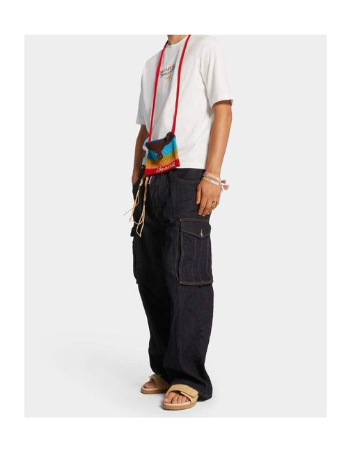 DSquared² Blue Summer Lovers Loose Cargo Jeans for men