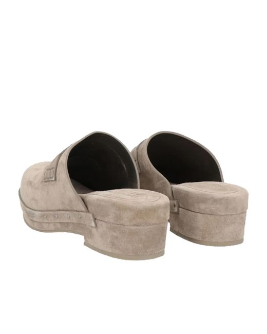 Brunello Cucinelli Natural Minimalist Block-Heel Mules