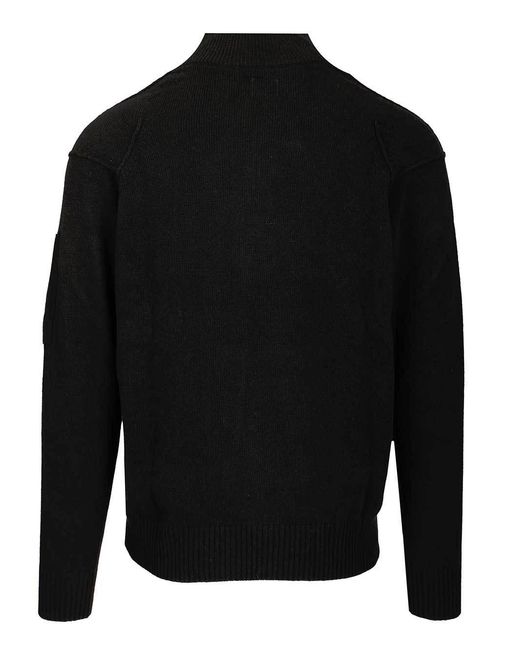 C P Company Black Half-Zip Jumper for men