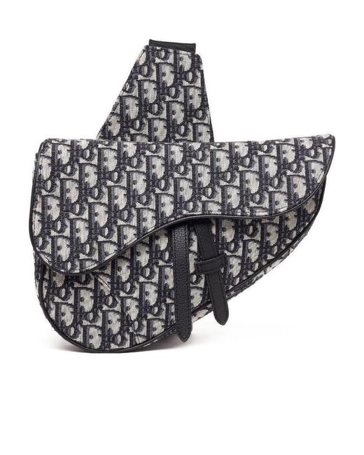 Dior Black Homme Saddle Oblique Jacquard Shoulder Bag for men