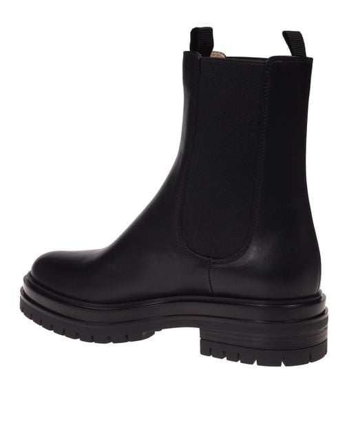 Gianvito Rossi Black Round-Toe Slip-On Combat Boots