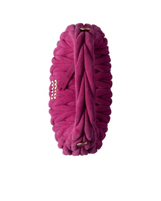 Miu Miu Pink Wander Matelassé Suede Bag