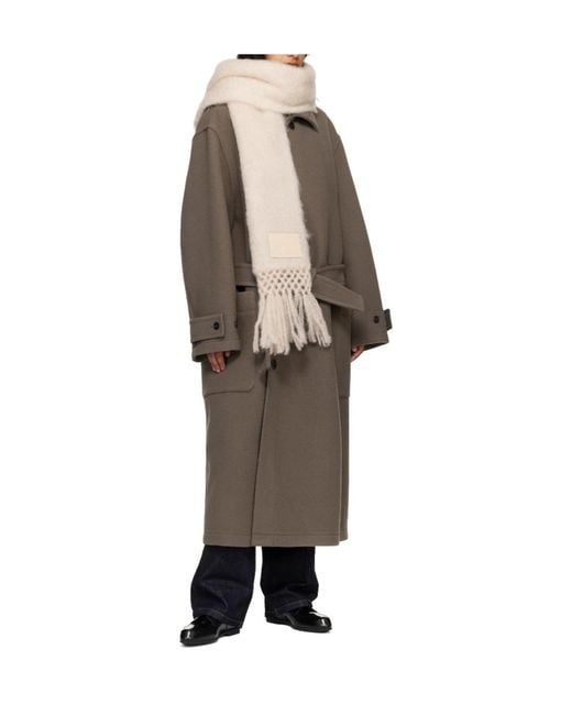 Jil Sander White Wool Blend Scarf