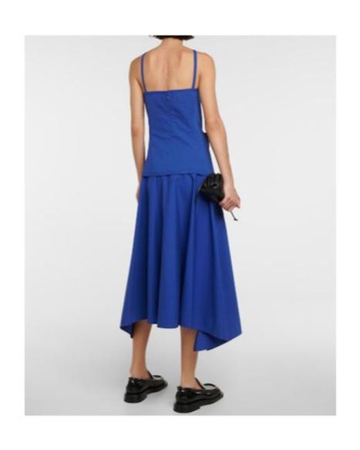 Proenza Schouler Blue Cotton-Blend Poplin Midi Dress