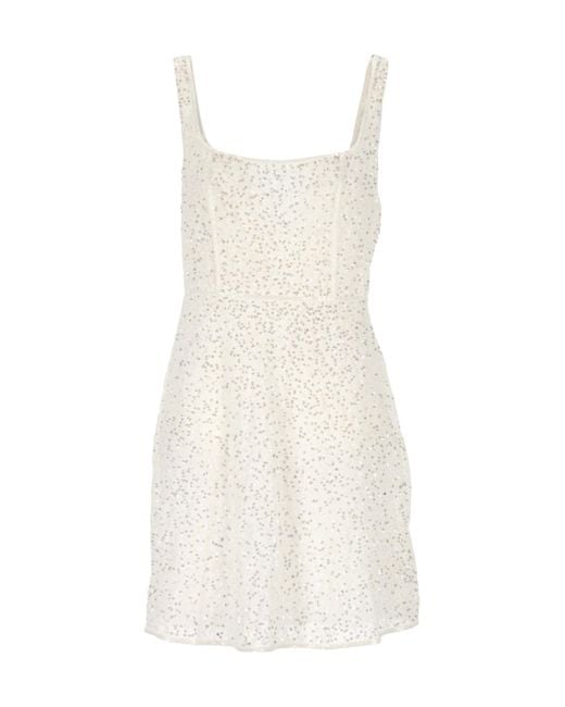 Rixo White Sequin-Embellished Sleeveless Dress