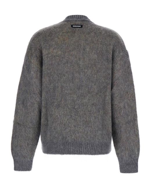 MSGM Gray Graphic Intarsia Knit Jumper