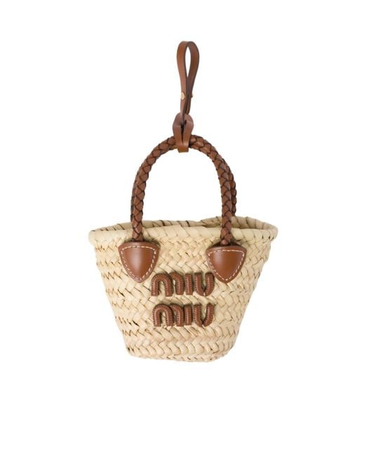 MIU MIU Palmetto　ラフィアバッグ Miu Miu Palmetto Mini Bag in Metallic | Lyst