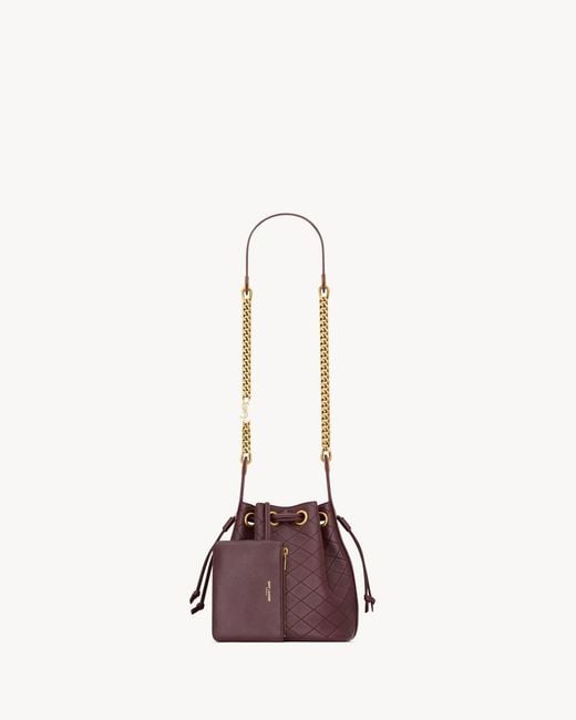 Saint Laurent Purple Cassandre Logo Plaque Bucket Bag
