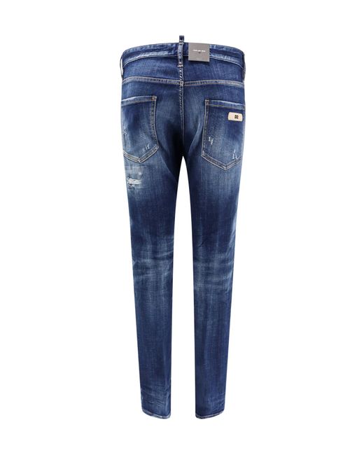 DSquared² Blue Dark Ripped Cast Wash Cool Guy Jeans for men