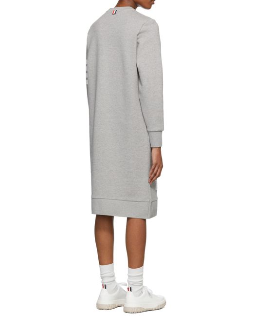 Thom Browne Gray 4-Bar Sleeve Sweatshirt Dress