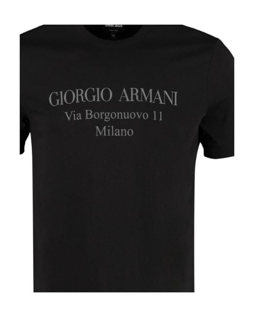 Giorgio Armani Black Logo Printed Crewneck T-Shirt for men
