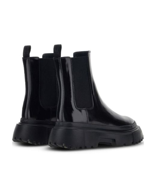 Hogan Black Round-Toe Ankle Boots