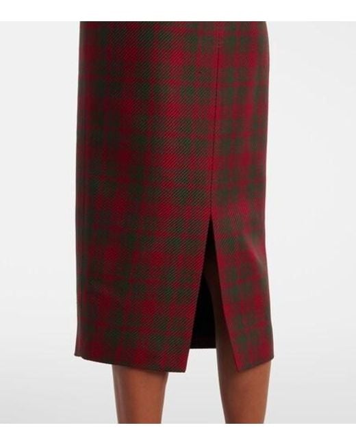 Emilia Wickstead Red Lorelei Plaid Wool-Blend Pencil Skirt
