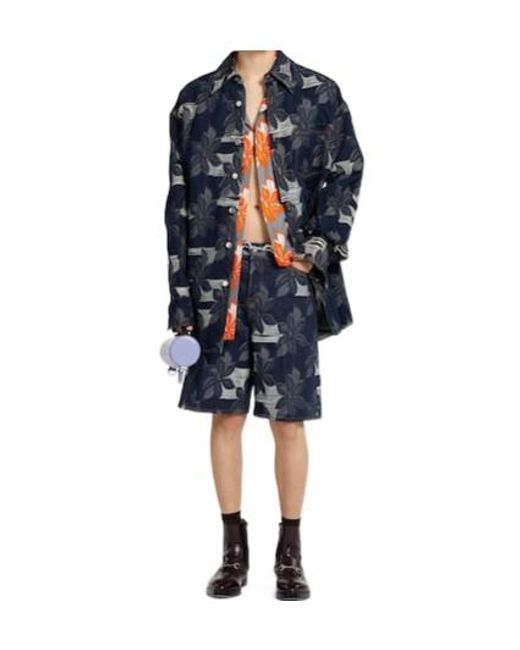 Gucci Orange Printed Short-Sleeve Poplin Shirt for men